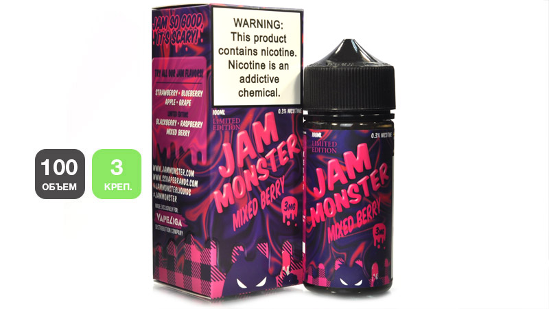 Жидкость JAM MONSTER Mixed Berry (100 мл, 3 мг/мл)