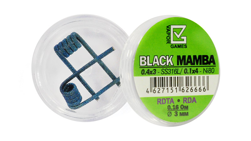 Комплект спиралей VAPOR GAMES Premium VG Black Mamba (3x0.4+4x0.1 мм) SS316L, 2 штуки