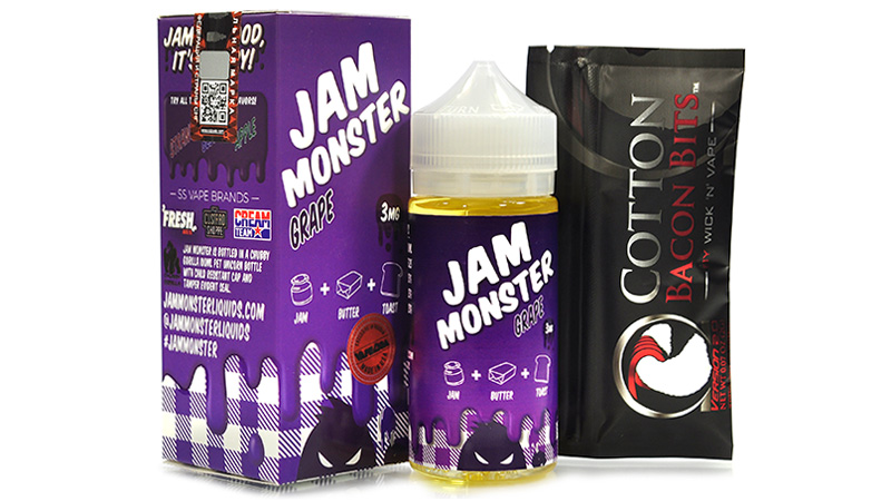 Жидкость Jam Monster «Grape» из флакона пахнет настоящим виноградом темного сорта с приятными сливочными нотками