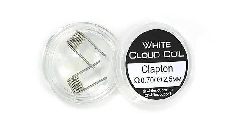 Данные спирали – стандартный Clapton, который изготовлен по принципу гитарной струны – на проволоку большего диаметра намотана более тонкая проволока с соприкосновением витков