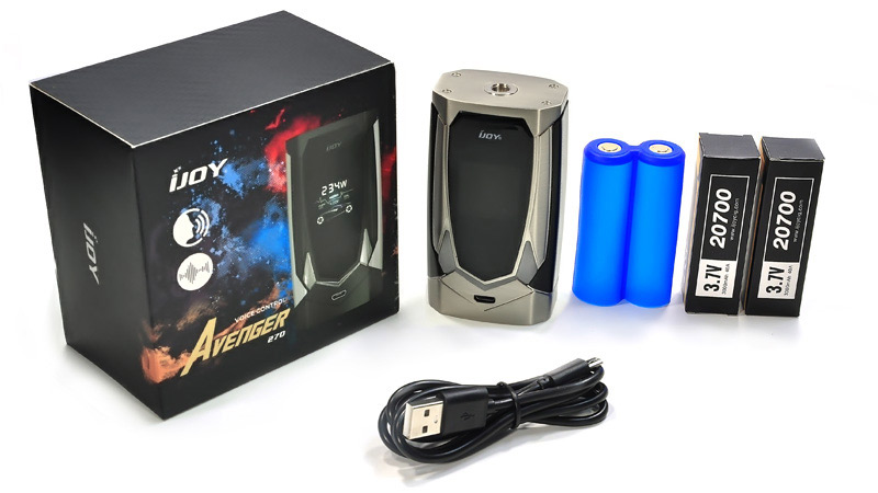 Батарейный бокс мод IJOY Avenger 270 (234W, 6000 мАч, 2 АКБ 21700, Voice Control), стальной