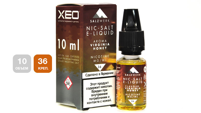 Жидкость |nic salt| XEO Virginia Honey (SALT, 10 мл, 36 мг/мл)